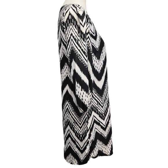 Almost Famous Womens Small 3/4 Blouson Sleeve Chevron Zig Zag Sheath Dress - Picture 3 of 5